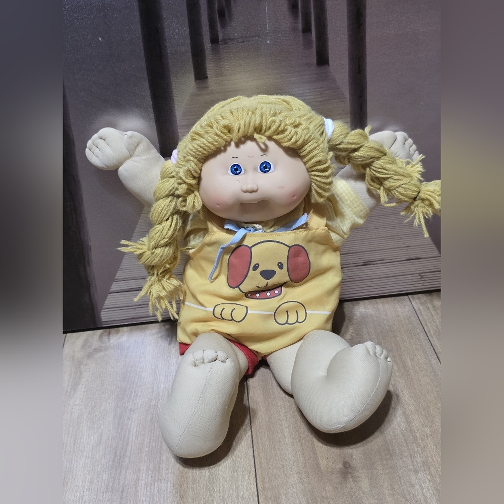 Adorable Plush Doll with Yellow Outfit Cabbage Patch Doll